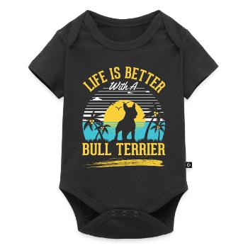 Das Leben ist beser mit einem Bullterrier - Baby Premium Kurzarmbody - Schwarz - Vorne