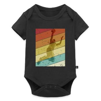 Retro Basketballkorb Basketballspieler Basketball - Baby Premium Kurzarmbody - Schwarz - Vorne