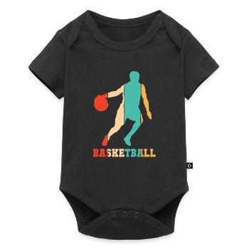 Retro Basketballspieler Basketballer Basketball - Baby Premium Kurzarmbody - Schwarz - Vorne