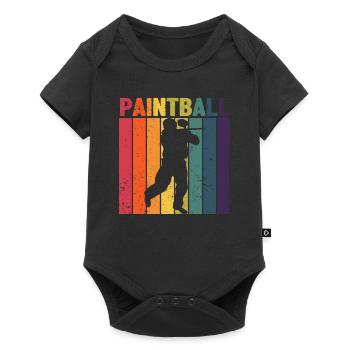 Silhouette de joueur de paintball rétro en détresse - Body à manches courtes Premium Bébé - noir - Devant