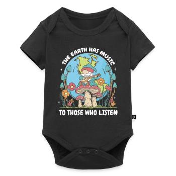 Hippie Gnome Mushrooms Retro 70s Groovy Hippy - Baby Premium Kurzarmbody - Schwarz - Vorne