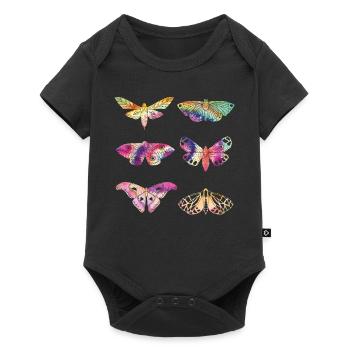 Motte TIE DYE Vintage Motten - Baby Premium Kurzarmbody - Schwarz - Vorne