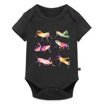 Grashüpfer TIE DYE Vintage Grashüpfern - Baby Premium Kurzarmbody - Schwarz - Vorne