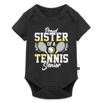 Fière sœur d’un senior de tennis - Body à manches courtes Premium Bébé - noir - Devant