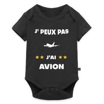 je peux pas j'ai avion cadeau pilote - Body à manches courtes Premium Bébé - noir - Devant