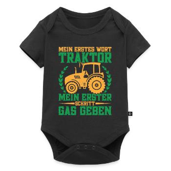 Traktor fahren Hühnerbauer Traktorfahrer - Baby Premium Kurzarmbody - Schwarz - Vorne