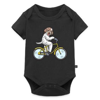 Lagotto Romagnolo chien sur un vélo - Body à manches courtes Premium Bébé - noir - Devant