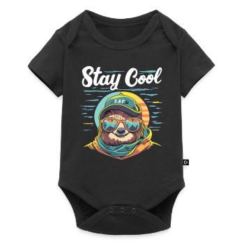 Relaxed sloth: STAY COOL - Baby Premium short-sleeve bodysuit - black - Front