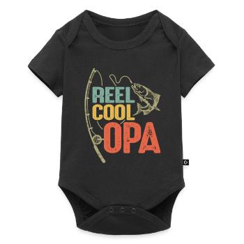 Funny Fishing Design Vintage Reel Cool Opa Grandpa - Baby Premium short-sleeve bodysuit - black - Front