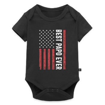 Best Papo Ever US American Flag Funny Grandpa - Baby Premium short-sleeve bodysuit - black - Front