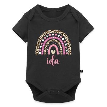 Ida Regenbogen Name Geburtstag Ida - Baby Premium Kurzarmbody - Schwarz - Vorne