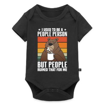 Retro Bear People Person - Baby Premium short-sleeve bodysuit - black - Front