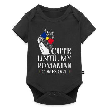 Cute Until My Romanian Comes Out Patriotic Romania - Baby Premium Kurzarmbody - Schwarz - Vorne