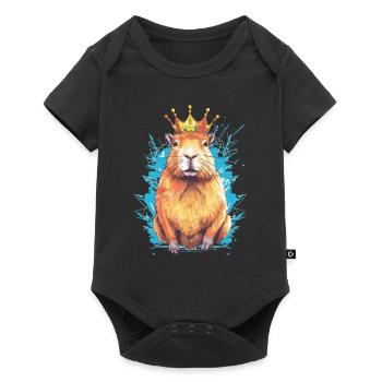 Capybara avec capybara couronne - Body à manches courtes Premium Bébé - noir - Devant