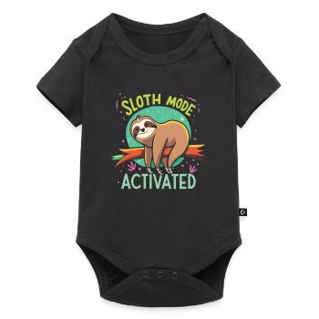 Sloth Mode Activated Lustiges Faultier - Baby Premium Kurzarmbody - Schwarz - Vorne