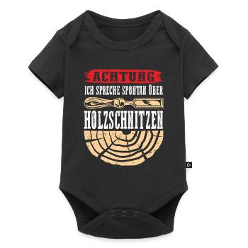 Holzschnitzer Holzschnitzerei - Baby Premium Kurzarmbody - Schwarz - Vorne