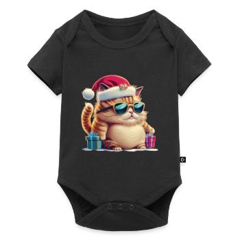 Mignon chat Santa Hat avec Noël présent - Body à manches courtes Premium Bébé - noir - Devant