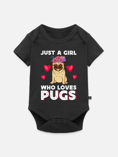 Mops - Baby Premium Kurzarmbody - Schwarz