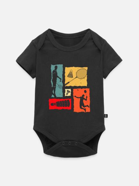 Badminton Retro - Baby Premium Kurzarmbody - Schwarz