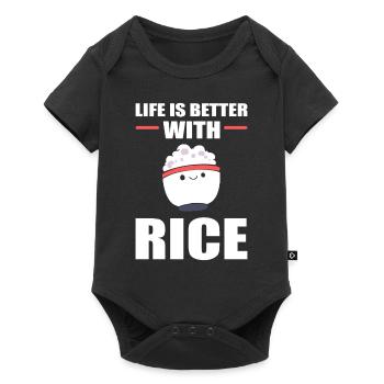 Life Is Better With Rice asiatisch - Baby Premium Kurzarmbody - Schwarz - Vorne
