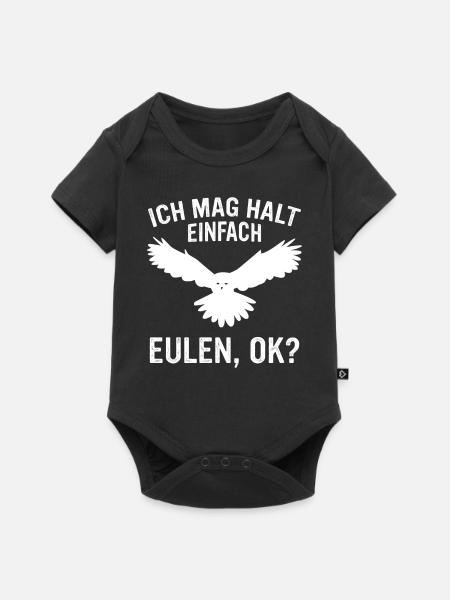 Nachteule Eule Eulen Vogel - Baby Premium Kurzarmbody - Schwarz