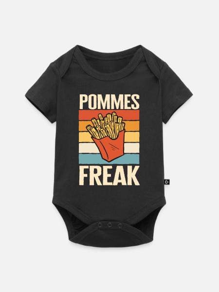 Pommes Frites Fritten Fast Food - Baby Premium Kurzarmbody - Schwarz