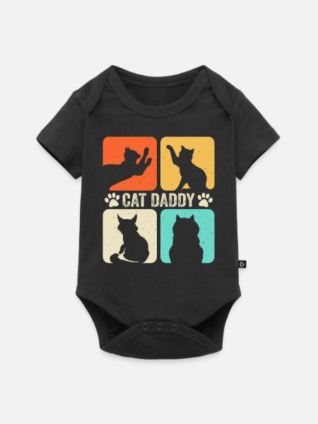 Katzen Papa - Baby Premium Kurzarmbody - Schwarz