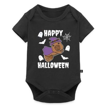 Capybara Joyeux Halloween Sorcière Enfants Sorcière Costume de Sorcière - Body à manches courtes Premium Bébé - noir - Devant