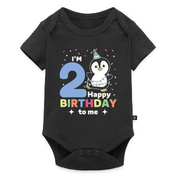 Pingouin pour les enfants de 2e anniversaire de deux ans - Body à manches courtes Premium Bébé - noir - Devant