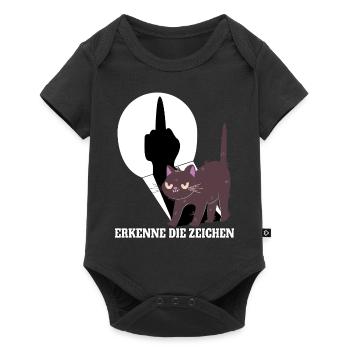 Erkenne die Zeichen Katze Kätzchen Winkekatze - Baby Premium Kurzarmbody - Schwarz - Vorne