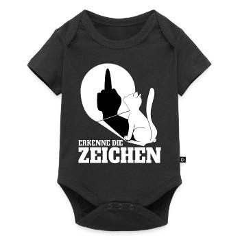 Erkenne die Zeichen Katze Kätzchen Winkekatze - Baby Premium Kurzarmbody - Schwarz - Vorne