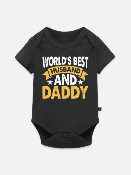 Bester Papa Ehemann - Baby Premium Kurzarmbody - Schwarz