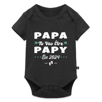 Futur Grand Père Papa Tu Vas Être Papy 2024 - Body à manches courtes Premium Bébé - noir - Devant