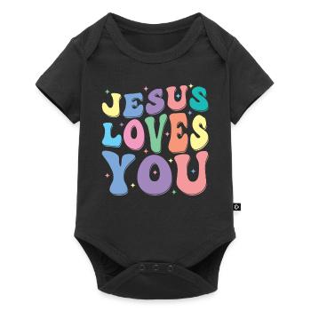 Jésus t’aime Groovy Vintage Christian - Body à manches courtes Premium Bébé - noir - Devant