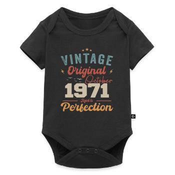 October 1971 Birthday Present 1971 October - Baby Premium short-sleeve bodysuit - black - Front