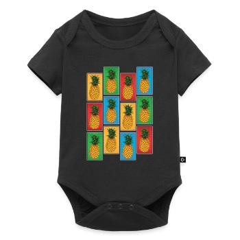 Fruit exotique Fruit Cadeau Pop Art Ananas - Body à manches courtes Premium Bébé - noir - Devant