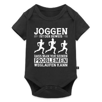Laufen im Wald Läufer Joggen Joggerin Waldlauf - Baby Premium Kurzarmbody - Schwarz - Vorne