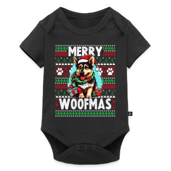 Funny German Shepherd Dog Christmas Design - Merry - Baby Premium short-sleeve bodysuit - black - Front