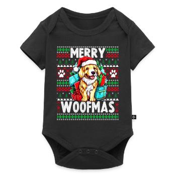 Golden Retriever Chien Drôle de Noël Vilain Pull - Body à manches courtes Premium Bébé - noir - Devant