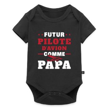 Futur Pilote d'avion comme Papa - Body à manches courtes Premium Bébé - noir - Devant