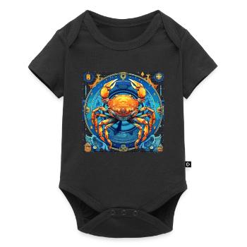 Nimm deine Krebs-Identität an: Krebs-Sternzeichen - Baby Premium Kurzarmbody - Schwarz - Vorne