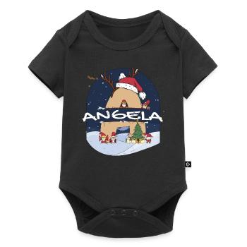 Génial nom Angela w Santa Hat dans le thème de Noël - Body à manches courtes Premium Bébé - noir - Devant