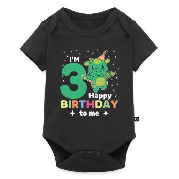 Drache zum 3. Geburtstag Kinder drei Jahre alt - Baby Premium Kurzarmbody - Schwarz - Vorne