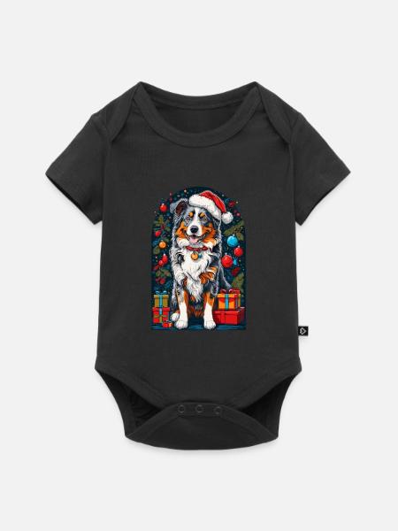 Lustiger Australian Shepherd Mit - Baby Premium Kurzarmbody - Schwarz