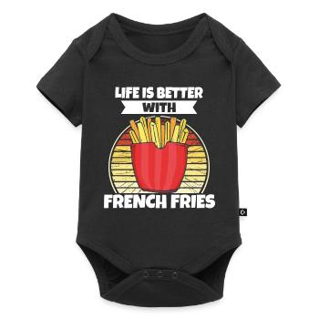 Lustige Pommes Lustig French Fries - Baby Premium Kurzarmbody - Schwarz - Vorne