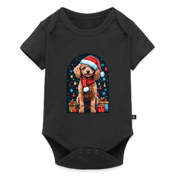 Drôle de caniche avec chapeau de Père Noël - Body à manches courtes Premium Bébé - noir - Devant