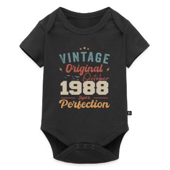 Oktober 1988 Geburtstagsgeschenk 1988 Oktober - Baby Premium Kurzarmbody - Schwarz - Vorne