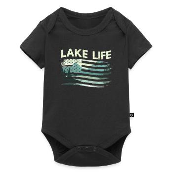 Lake Life Fisherman Bass Fishing Boat Sailing Funny - Baby Premium short-sleeve bodysuit - black - Front