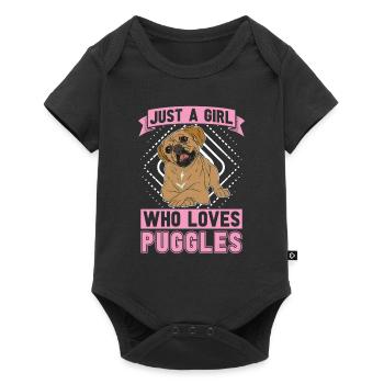Dog Lover Dog Girl Gift Puggle - Baby Premium short-sleeve bodysuit - black - Front