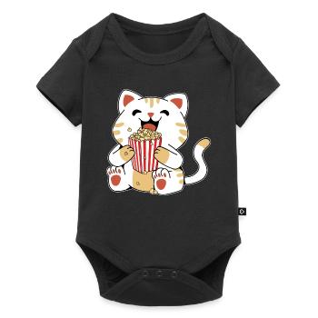 Cat Popcorn Kids Cute Funny Movie Night - Body à manches courtes Premium Bébé - noir - Devant